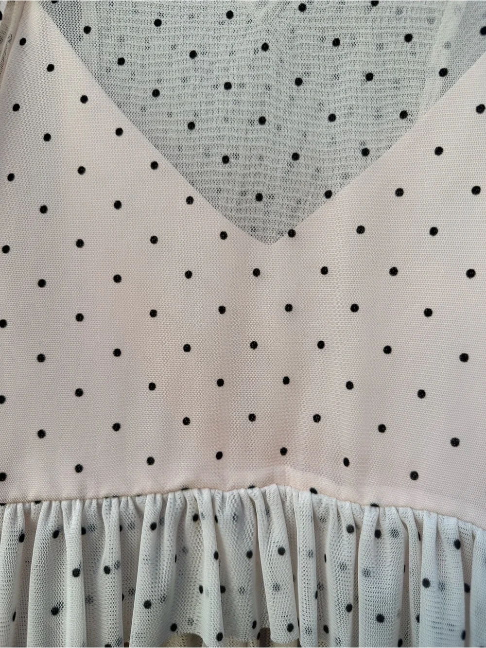 Zara Cream and Black Polka Dot Ruffle Crop Top Size Medium